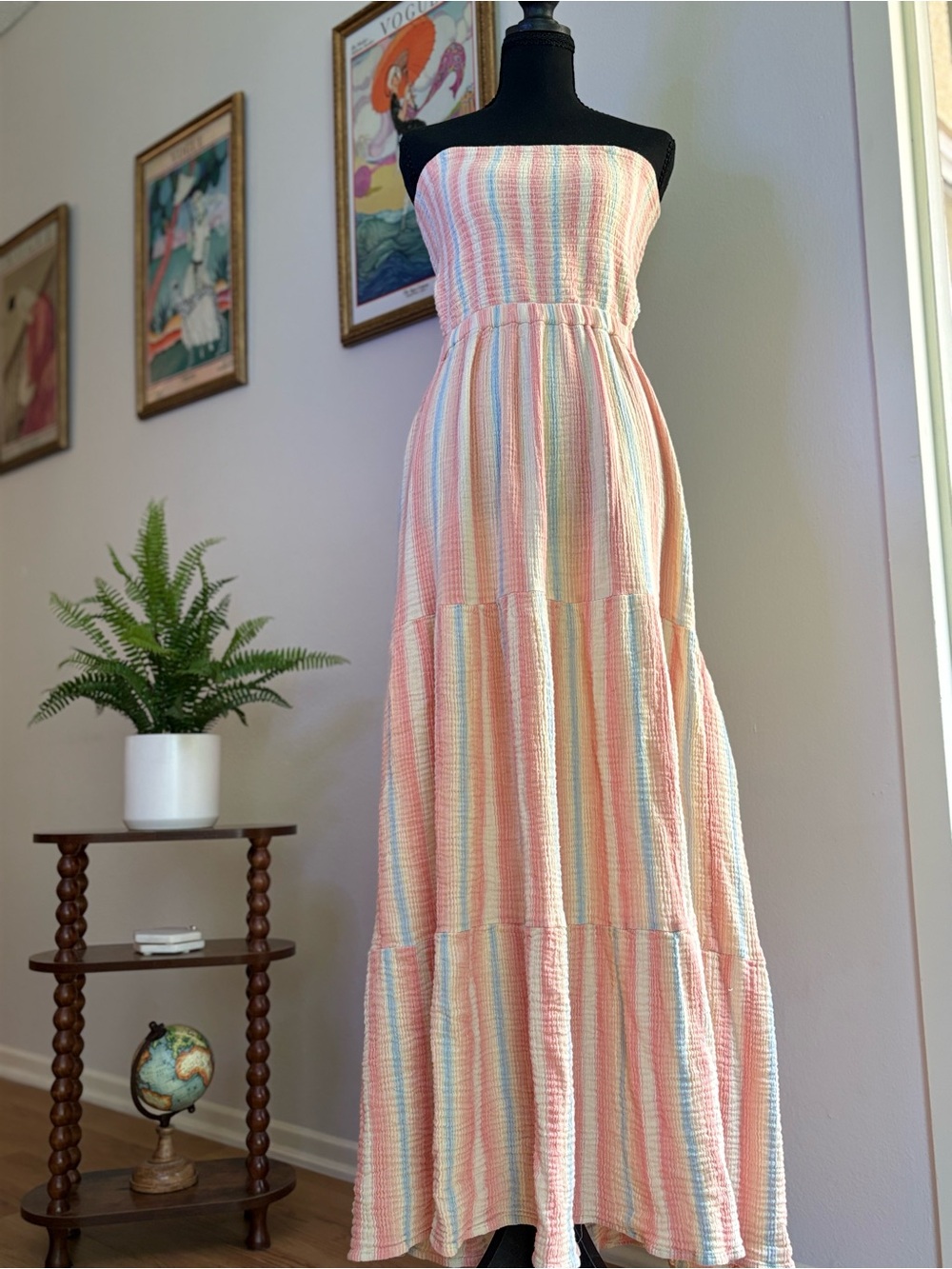 Rip Curl Pastel Stripe Strapless Maxi Dress